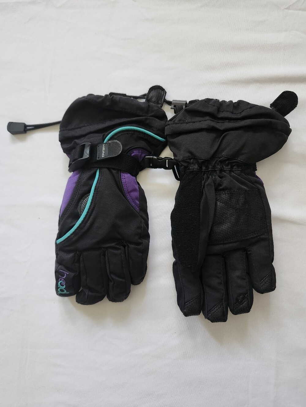 Head Black and Purple Mittens with Teal Trim